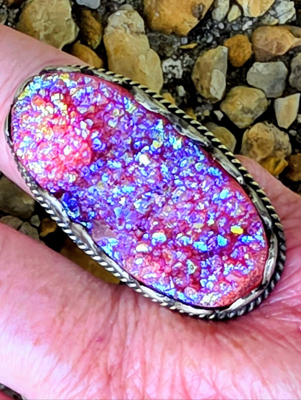 Tibetan Druzy Gemstone Ring (Adjustable)